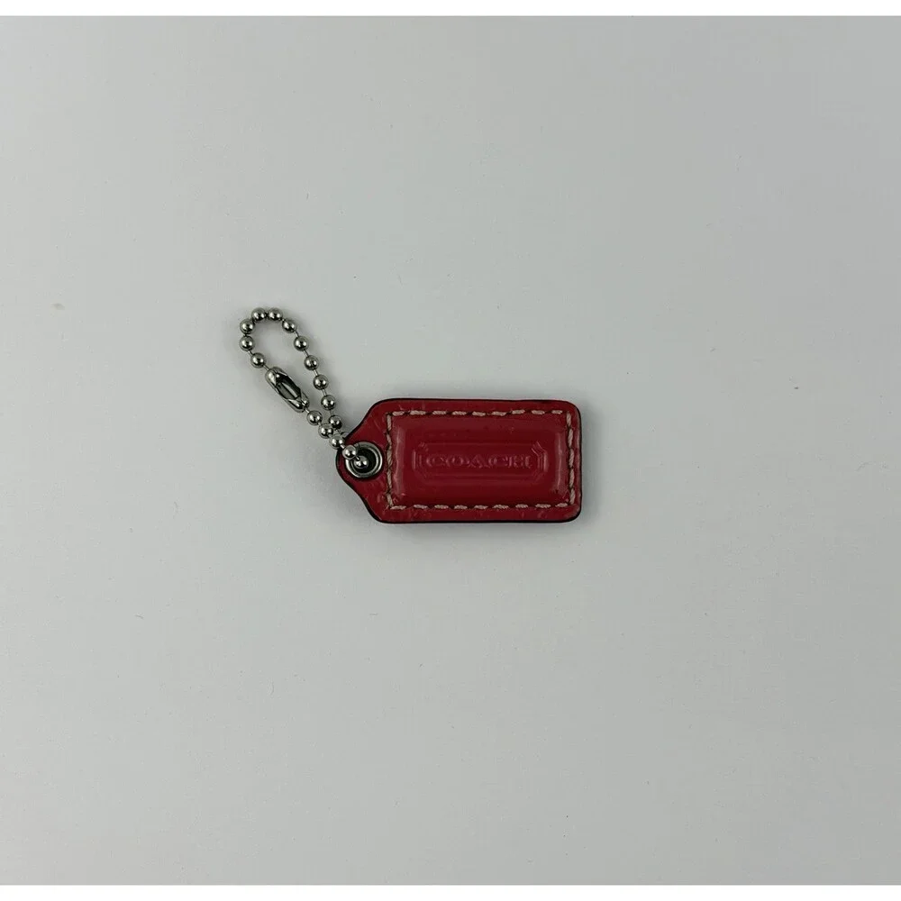 COACH Fushia Patent Leather Purse Hang Tag Keychain Small / Mini Charm 1.75